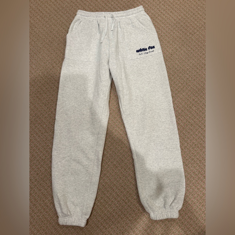 White Fox Gray Sweatpants with Logo